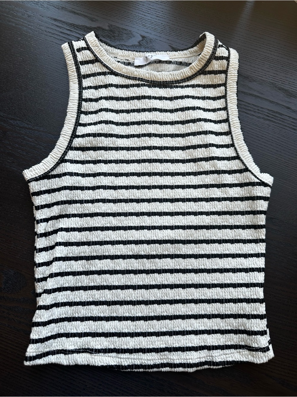 Gaze Black White Striped Ribbed Tank Top Fall Layering Classic Medium